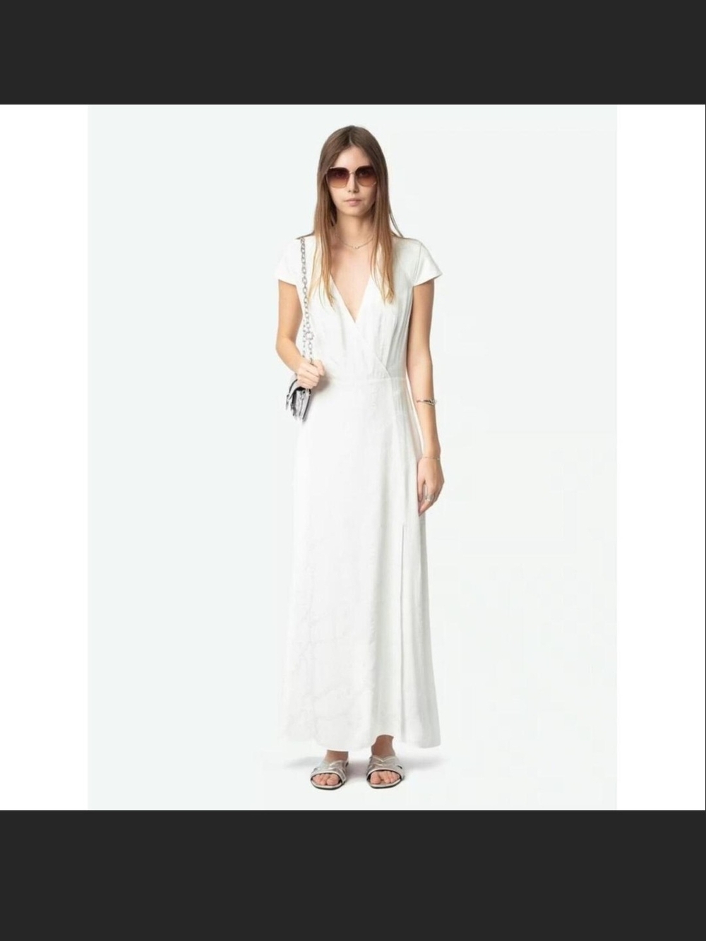Zadig And Voltaire Silk White V-Neck Maxi Dress